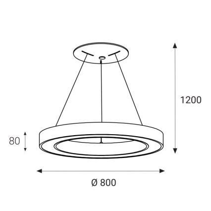 LED2 - LED-Hängeleuchte an Schnur SATURN LED/80W/230V 3000K d 80 cm schwarz