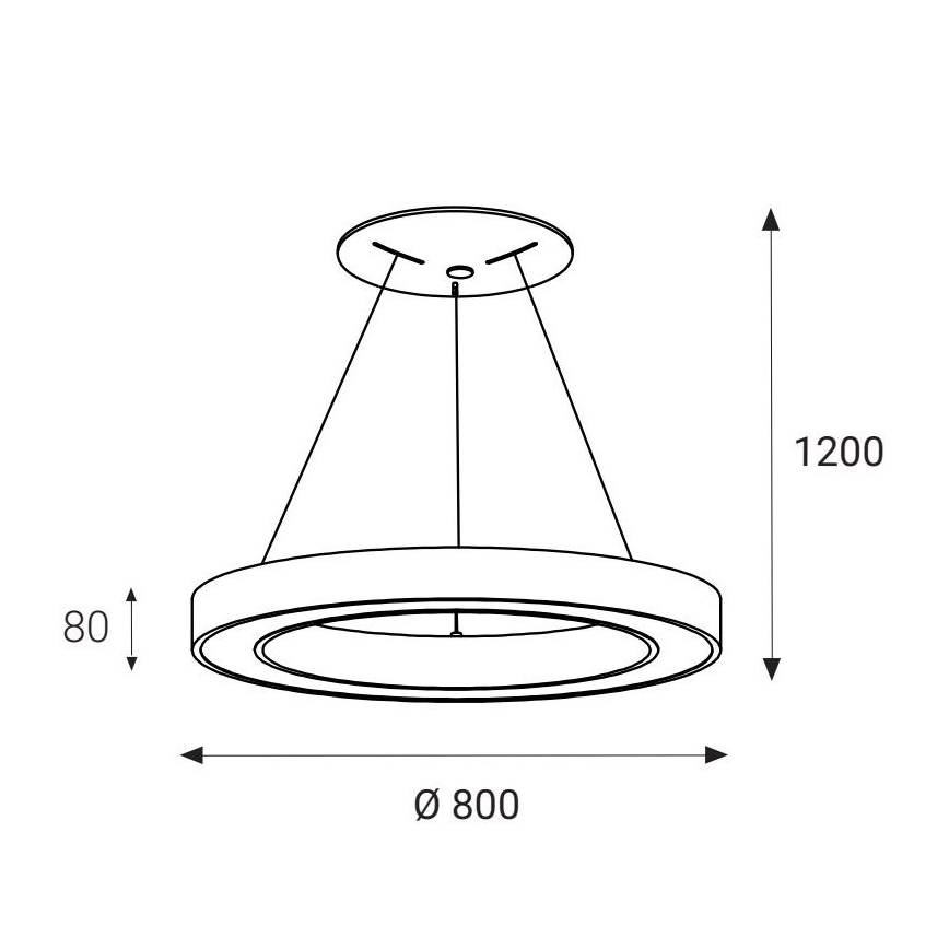 LED2 - LED-Hängeleuchte an Schnur SATURN LED/80W/230V 3000K d 80 cm schwarz