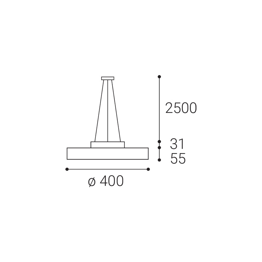 LED2 - LED-Pendelleuchte an Seil ROTO LED/48W/230V 2700K/3300K/4000K IP40 schwarz Ø 40 cm