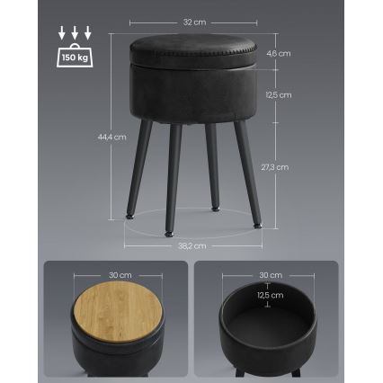 Lederhocker CORE, schwarz