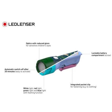 Ledlenser KIDBEAM4 RAINBOW - dimmbare Kinder-Taschenlampe LED/2xAAA IP44 violett