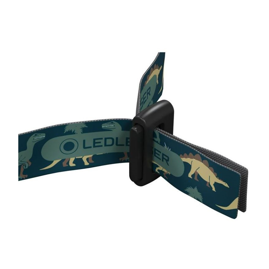 Ledlenser KIDLED4R DINO - dimmbare, wiederaufladbare LED-Kinderstirnlampe, 40 lm, 280 mAh, IPX4, 18 h, grün