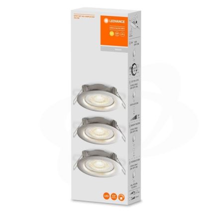 Ledvance - 3er-Set dimmbare LED-Einbauleuchte SIMPLE LED/4,9W/230V