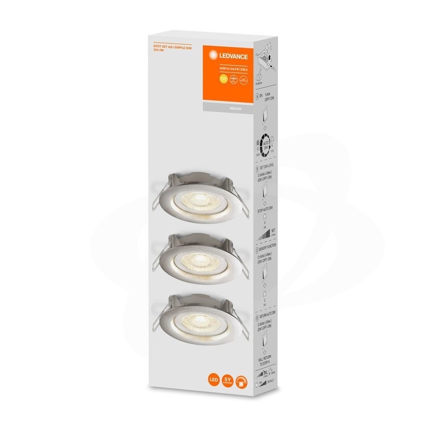 Ledvance - 3er-Set dimmbare LED-Einbauleuchte SIMPLE LED/4,9W/230V