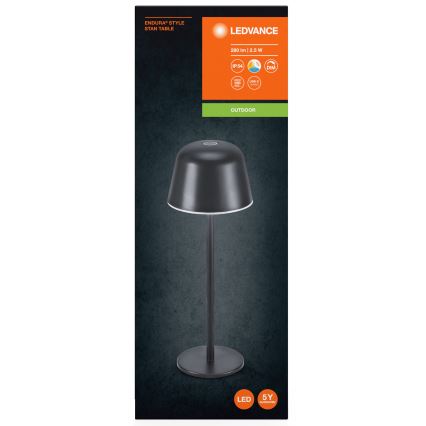 Ledvance - Dimmbare aufladbare LED-Leuchte für Außenbereiche TABLE LED/2,5W/5V IP54 schwarz