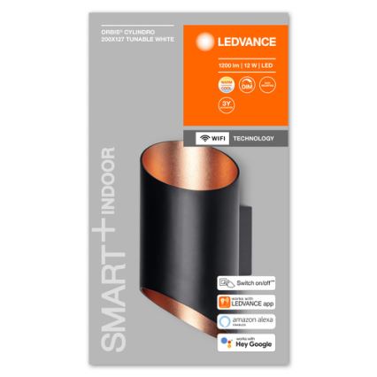 Ledvance - Dimmbare LED-Wandleuchte SMART+ CYLINDRO LED/12W/230V 3000-6500K Wi-Fi schwarz