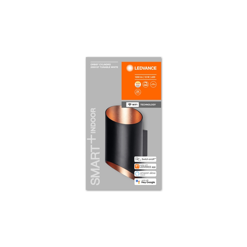 Ledvance - Dimmbare LED-Wandleuchte SMART+ CYLINDRO LED/12W/230V 3000-6500K Wi-Fi schwarz