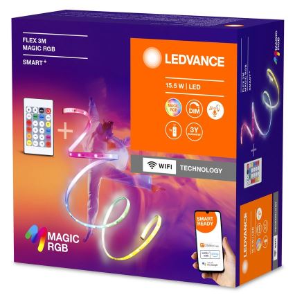 Ledvance - Dimmbarer LED-RGB-Streifen SMART+ MAGIC FLEX 3m LED/15,5W/230V Wi-Fi + Fernbedienung