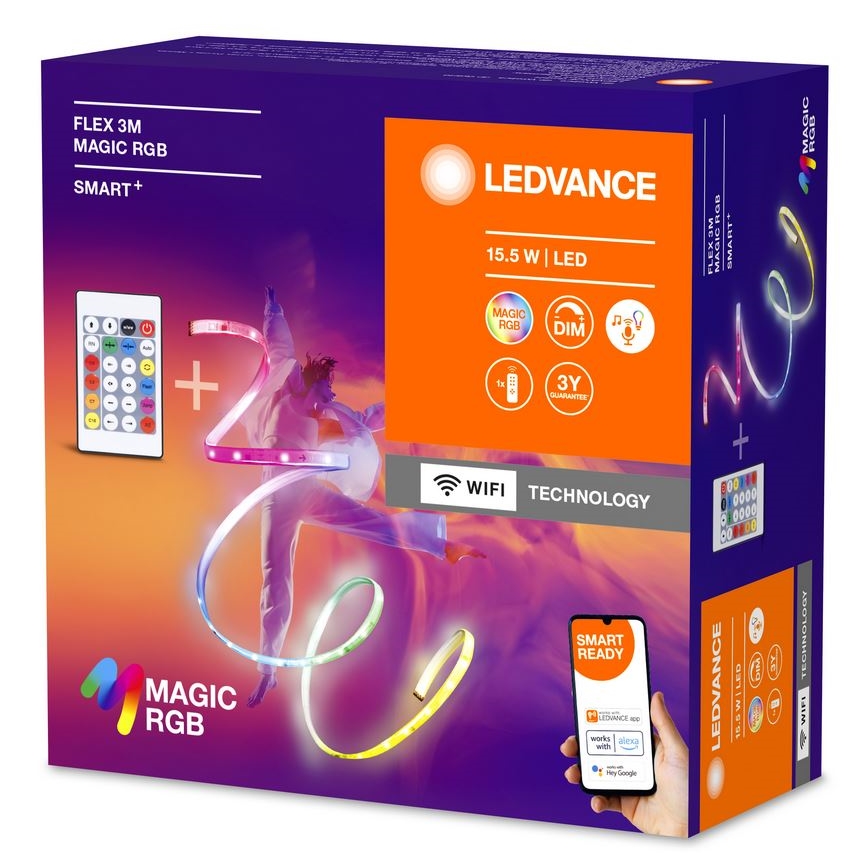Ledvance - Dimmbarer LED-RGB-Streifen SMART+ MAGIC FLEX 3m LED/15,5W/230V Wi-Fi + Fernbedienung
