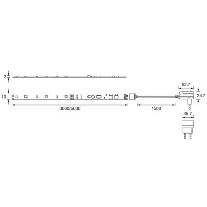 Ledvance - Dimmbarer LED-RGBW-Streifen FLEX 3m LED/10W/230V + Fernbedienung