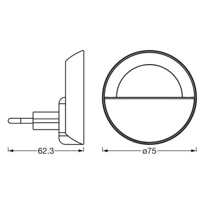 Ledvance - Dimmbares LED-Nachtlicht LUNETTA LED/0,7W/230V