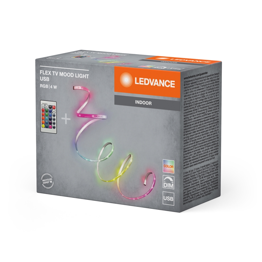 Ledvance - Dimmbarer LED-RGB-Streifen FLEX TV MOOD 1 m LED/4W/5V + Fernbedienung
