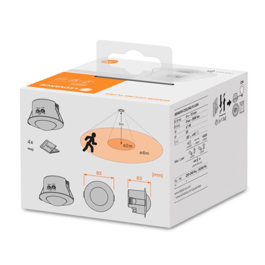 Ledvance - Infrarot-Einbaubewegungsmelder FLUSH 230V weiß