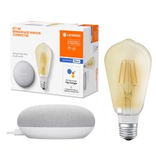 Ledvance - Intelligenter Lautsprecher Google Nest Mini + dimmbare LED-Glühbirne SMART+ E27/5,5W/230V