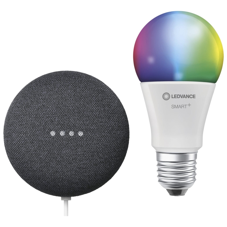 Ledvance - Intelligenter Lautsprecher Google Nest Mini + LED-Glühbirne SMART+ E27/9W/230V
