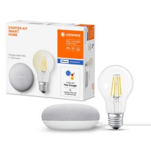 Ledvance - Intelligenter Lautsprecher Google Nest Mini Wi-Fi + LED dimmbare Glühbirne SMART+ E27/6,5W/230V