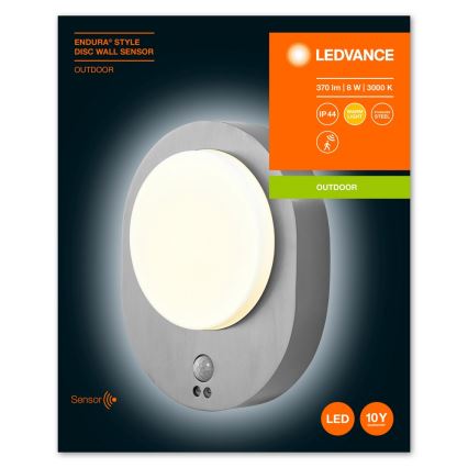 Ledvance - LED-Außenwandleuchte mit Sensor DISC LED/8W/230V IP44