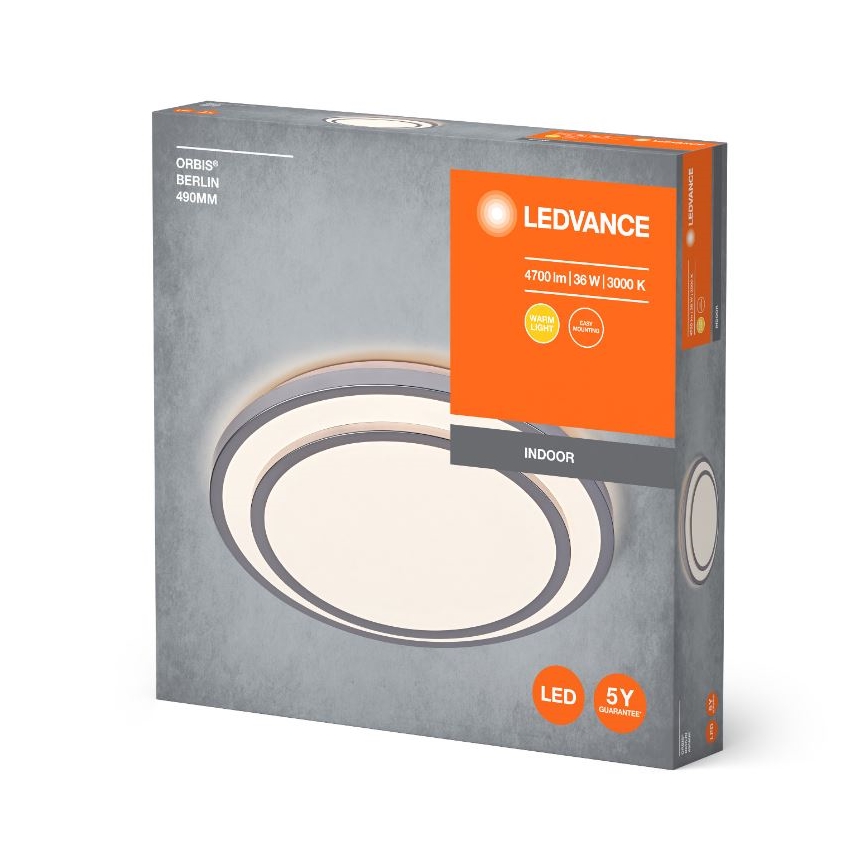 Ledvance - LED-Deckenleuchte ORBIS BERLIN LED/36W/230V silbern