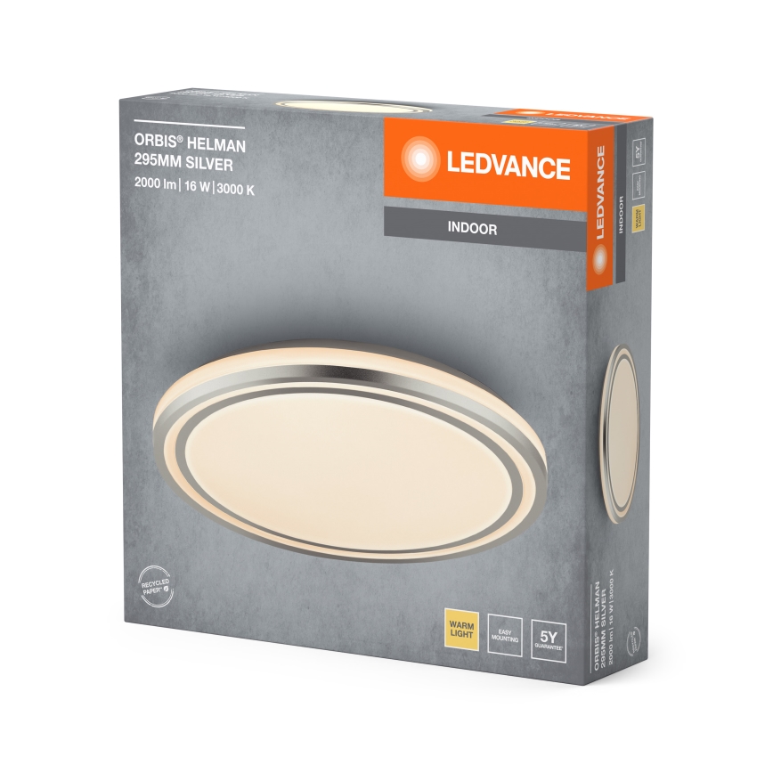 Ledvance - LED-Deckenleuchte ORBIS HELMAN LED/16W/230V d 29,5 cm silbern