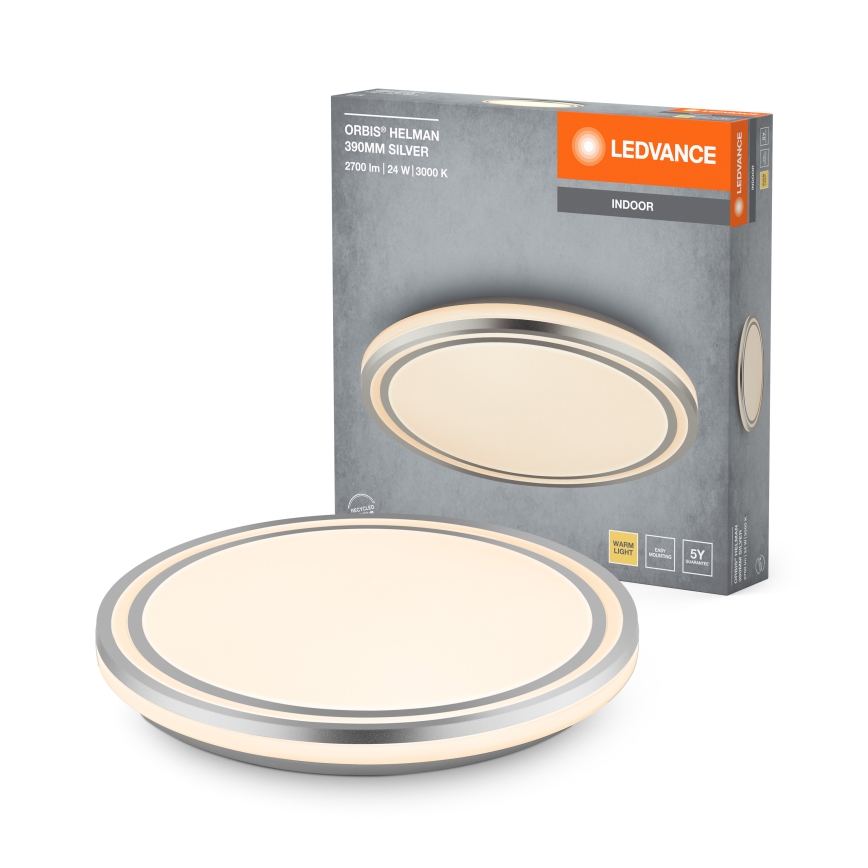 Ledvance - LED-Deckenleuchte ORBIS HELMAN LED/24W/230V d 39 cm silbern