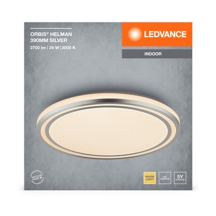 Ledvance - LED-Deckenleuchte ORBIS HELMAN LED/24W/230V d 39 cm silbern