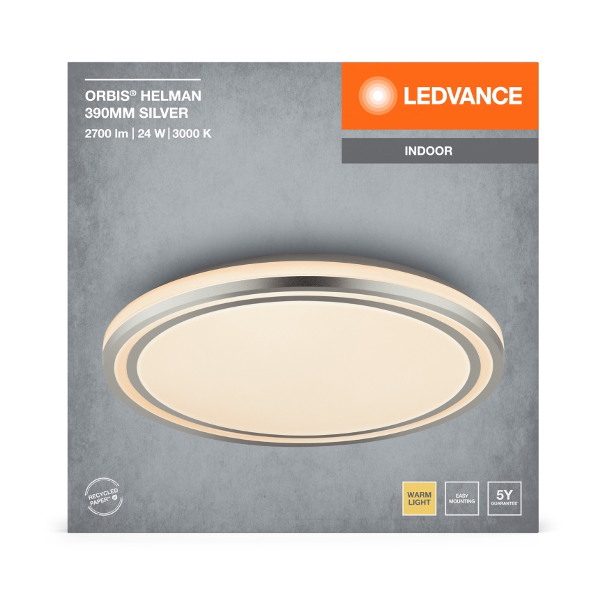 Ledvance - LED-Deckenleuchte ORBIS HELMAN LED/24W/230V d 39 cm silbern