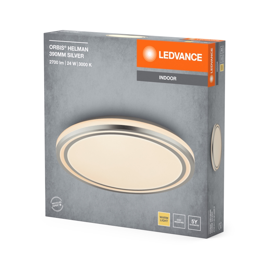 Ledvance - LED-Deckenleuchte ORBIS HELMAN LED/24W/230V d 39 cm silbern