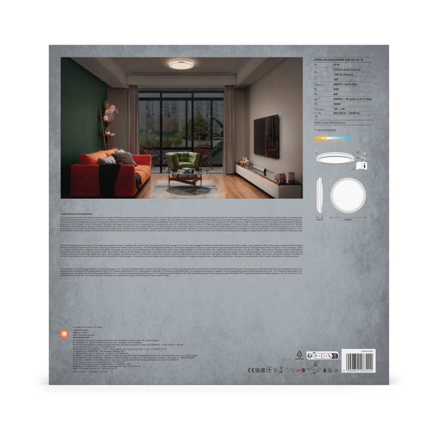 Ledvance - LED-Deckenleuchte ORBIS HELMAN LED/24W/230V d 39 cm silbern