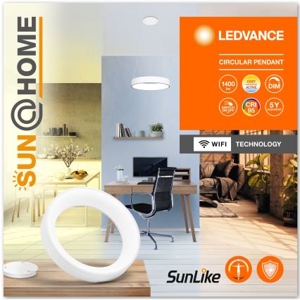 Ledvance - LED dimmbare Hängeleuchte an Seil SUN@HOME CIRCULAR LED/18,5W/230V Wi-Fi