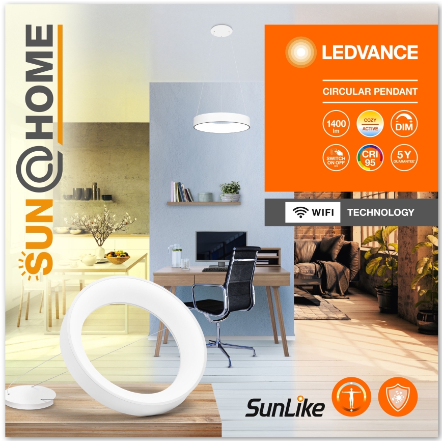 Ledvance - LED dimmbare Hängeleuchte an Seil SUN@HOME CIRCULAR LED/18,5W/230V Wi-Fi