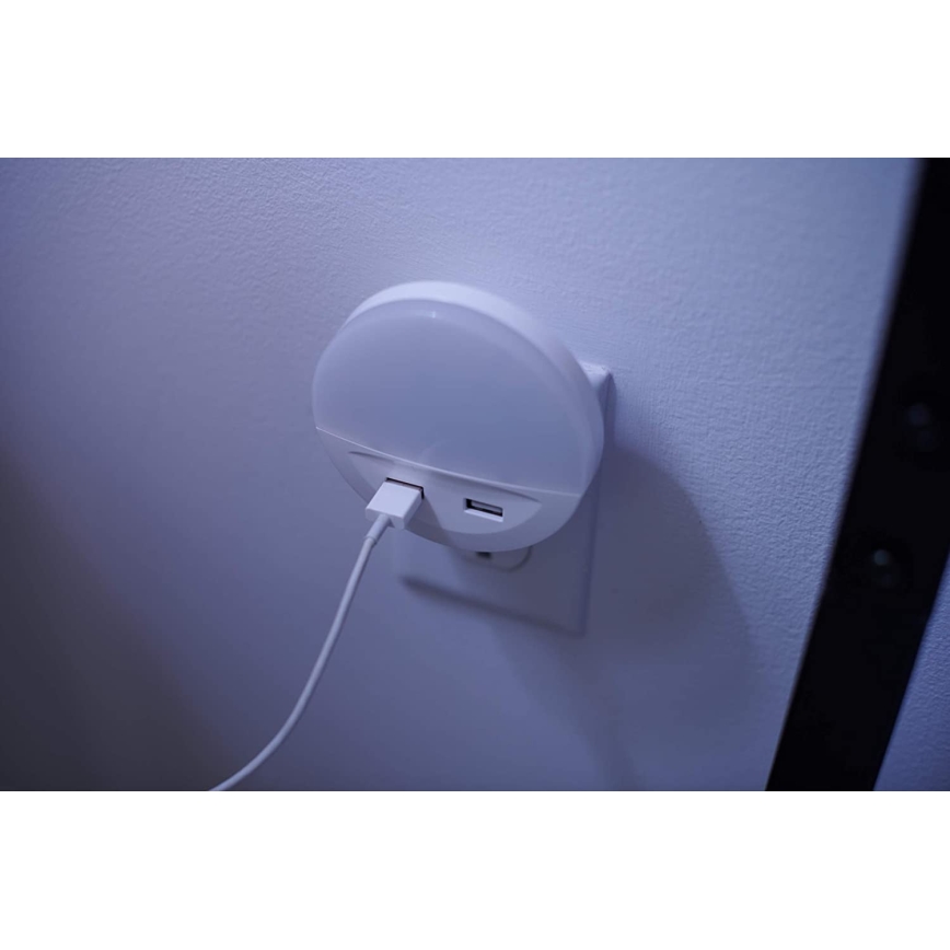 Ledvance - LED-Nachtlicht für Steckdose mit Sensor LUNETTA 2xUSB LED/13W/230V