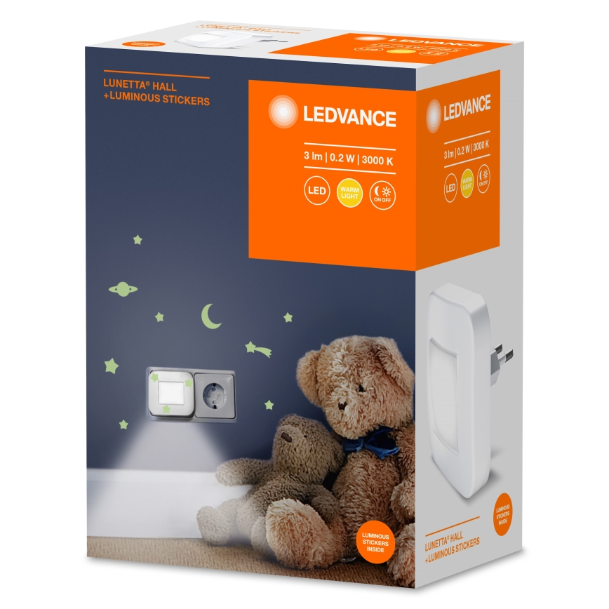 Ledvance - LED-Nachtlicht mit Dämmerungssensor LUNETTA LED/0,2W/230V