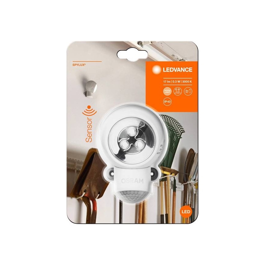 Ledvance - LED-Orientierungslicht für den Außenbereich mit Sensor SPYLUX LED/0,3W/3xAA IP43