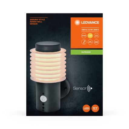 Ledvance - LED-Outdoor-Wandleuchte mit Sensor ENDURA RONDO LED/9,5W/230V IP44 anthrazit