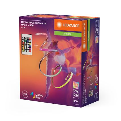 Ledvance - LED RGB dimmbarer Solar-LED-Streifen FLEX MAGIC 3m LED/1,2W/3,7V 2000 mAh IP44 + Fernbedienung