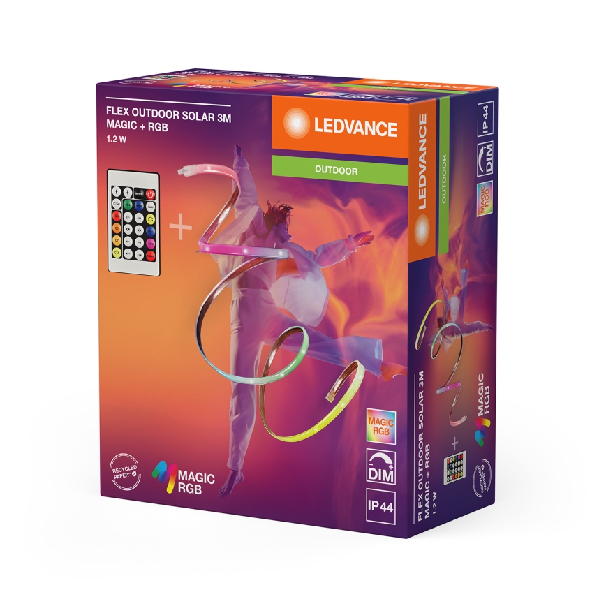 Ledvance - LED RGB dimmbarer Solar-LED-Streifen FLEX MAGIC 3m LED/1,2W/5V IP44 + Fernbedienung