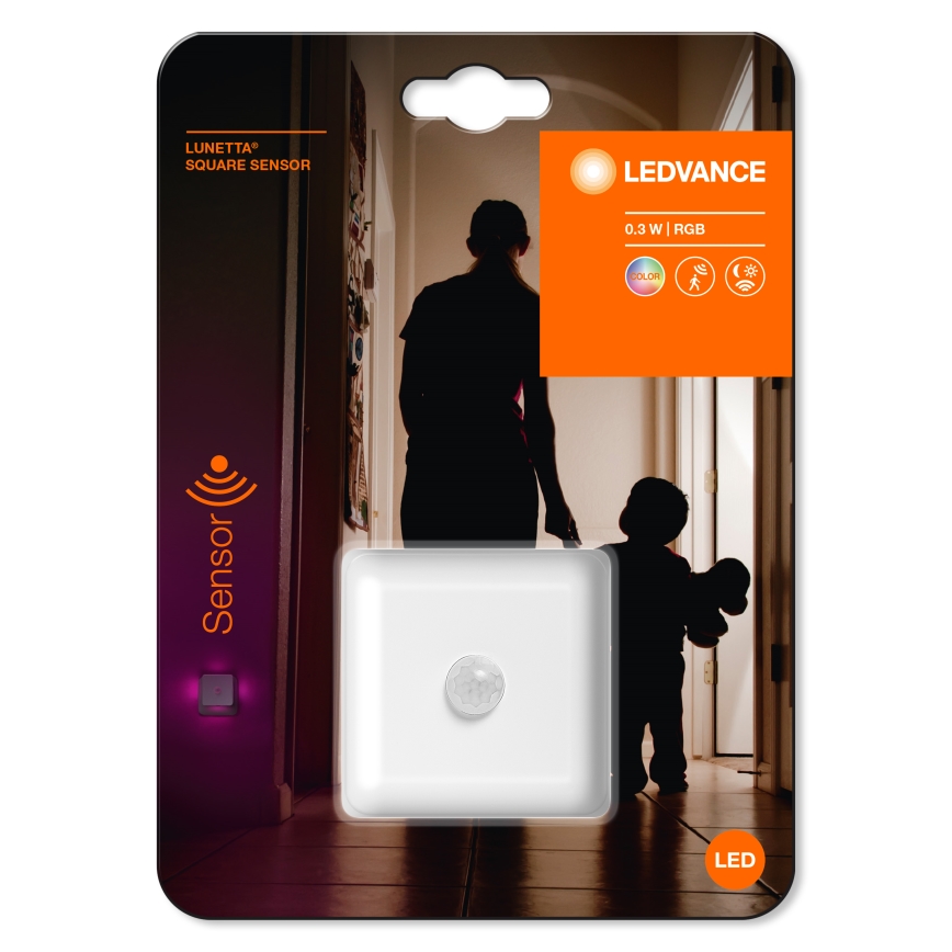 Ledvance - LED RGB Orientierungsleuchte mit Sensor für Steckdose LUNETTA LED/0,3W/230V