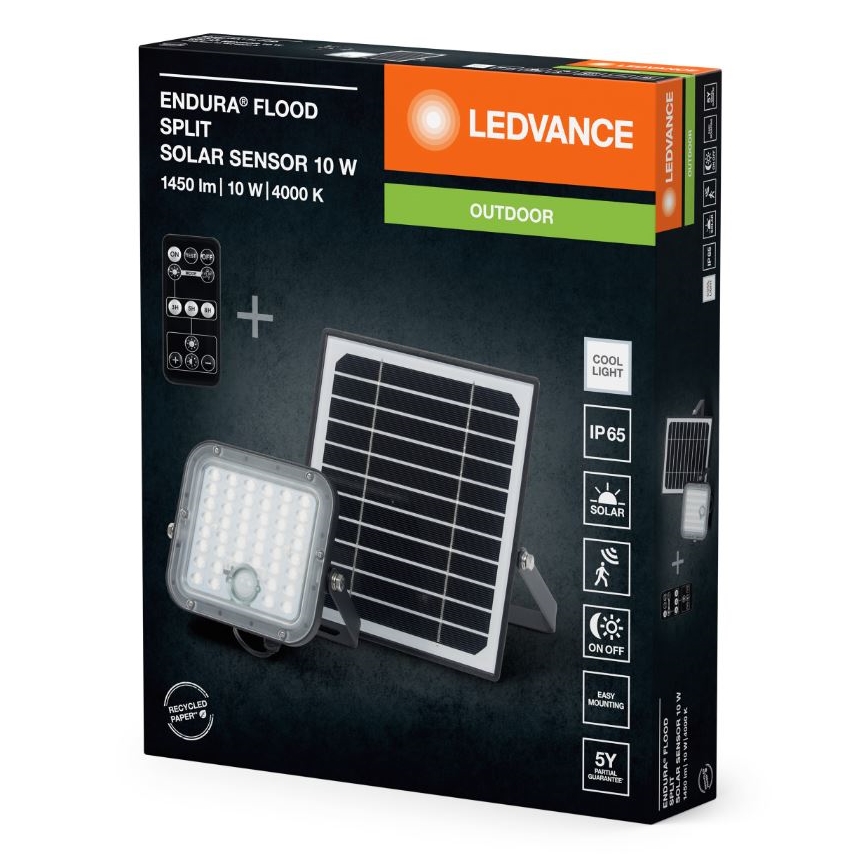 Ledvance - Dimmbarer LED-Solarstrahler mit Sensor FLOOD SPLIT LED/10W/7,4V IP65 + Fernbedienung