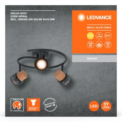 Ledvance - LED-Strahler DECOR CORK 3xGU10/3,4W/230V