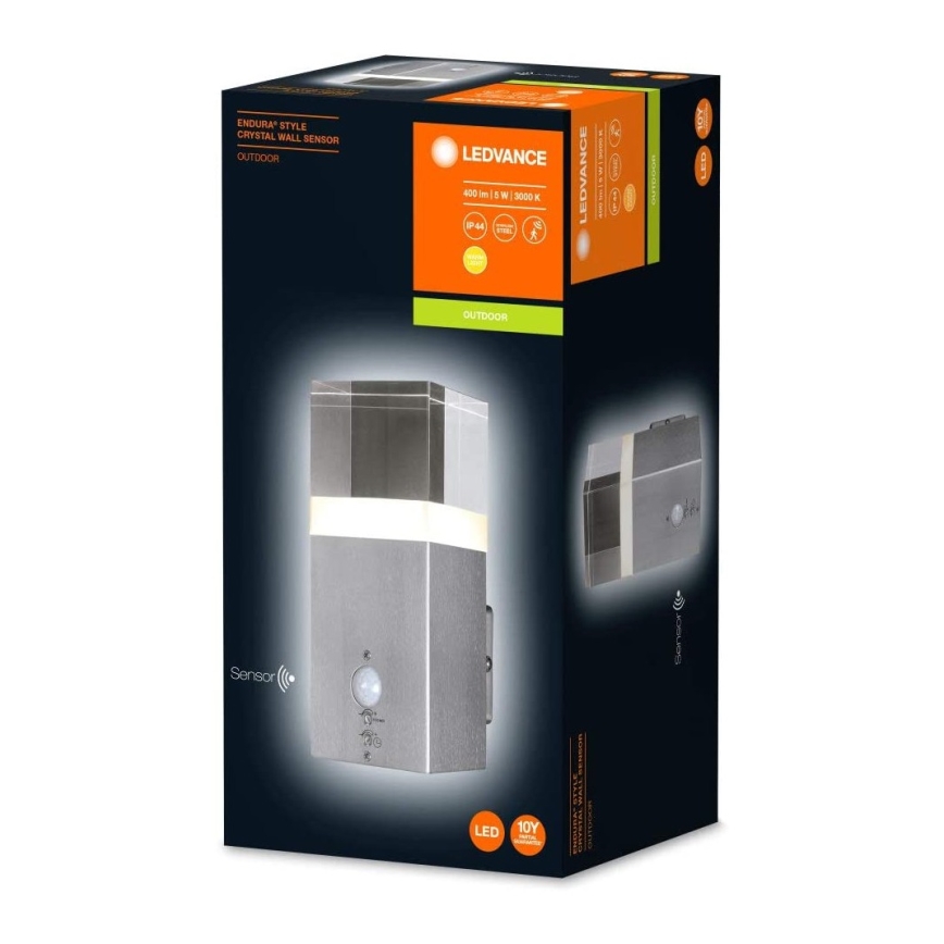 Ledvance - LED-Wandleuchte für den Außenbereich mit Sensor CRYSTAL 1xLED/5W/230V IP44
