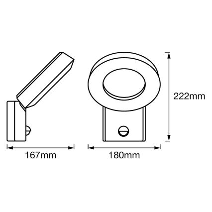 Ledvance - LED-Wandleuchte für den Außenbereich mit Sensor LOOP 1xLED/12W/230V IP44