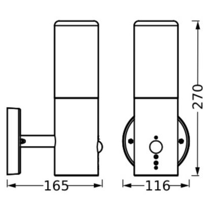 Ledvance - Outdoor-Wandleuchte mit Sensor FIGO CYLINDER 1xE27/20W/230V