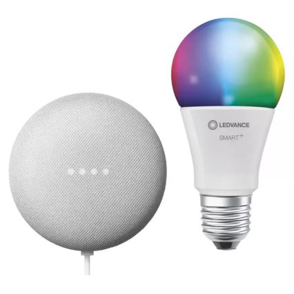 Ledvance - Smart-Lautsprecher Google Nest Mini + Dimmbare LED-RGBW-Glühlampe SMART+ A60 E27/10W/230V 2000 - 6500K