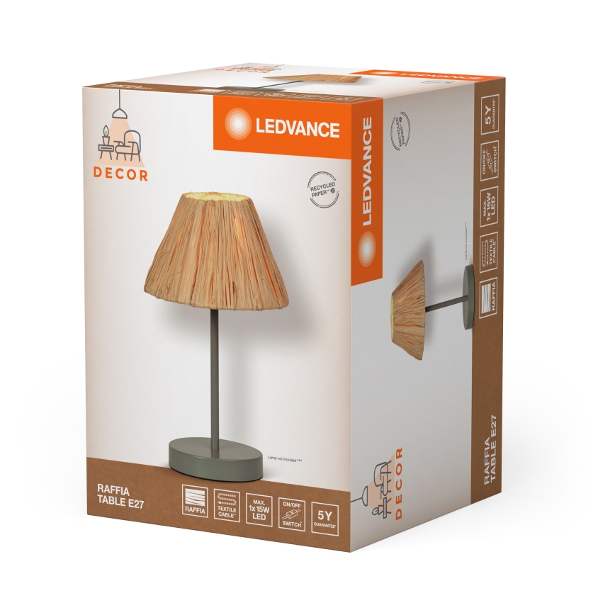 Ledvance - Tischleuchte DECOR RAFFIA 1xE27/15W/230V Raffiabast