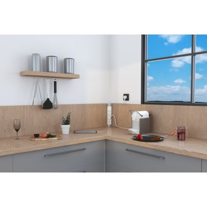 Legrand 049406 - Verlängerungskabel 3Z Typ E + USB-A + USB-C 1m silbern/weiß