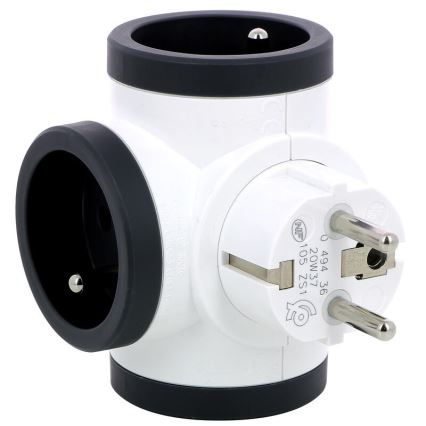 Legrand 049436 - Steckdosenverteiler schwenkbar 3Z Typ E weiß/schwarz