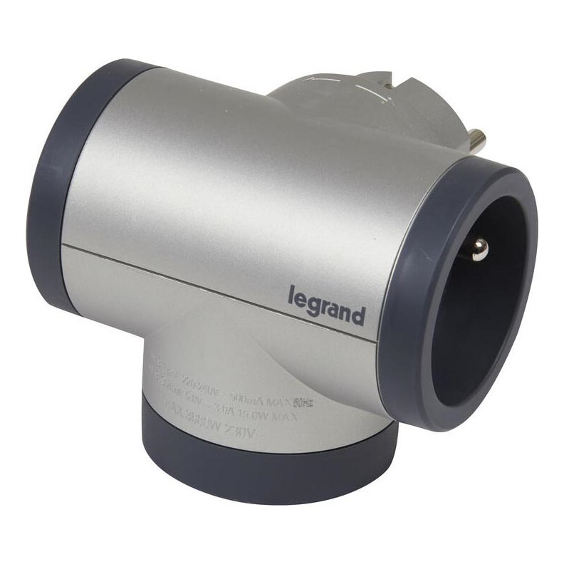 Legrand 049439 - Steckdosenverteiler rotierend 2Z Typ E + USB-A + USB-C silbern/schwarz