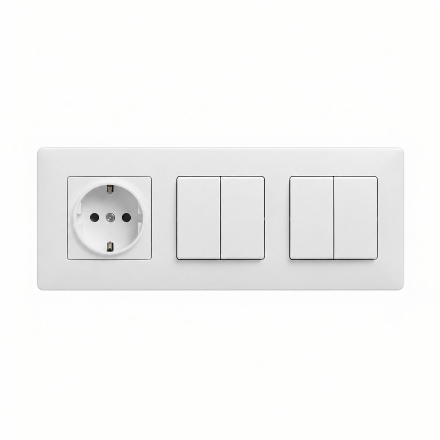 Legrand - 2x zweifacher Serienschalter Nr. 5 und SCHUKO-Steckdose mit Rahmen NILOE STEP 250V weiß