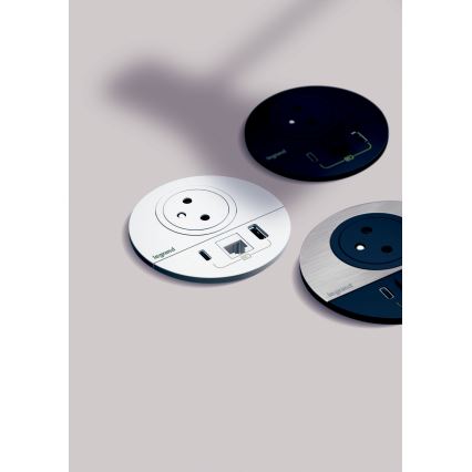 Legrand 654708 - Steckdosenleiste für Tischplatte 1x230V + USB-A + USB-C + RJ45