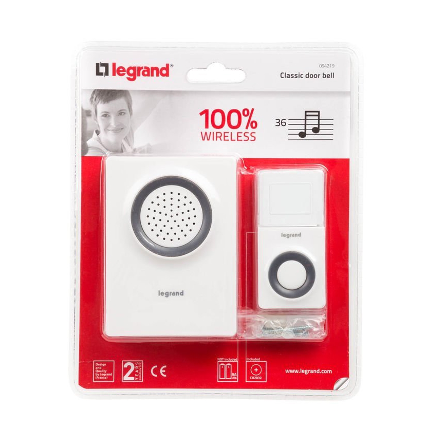 Legrand 94219 - kabellose Klingel ELIOT 230V weiß